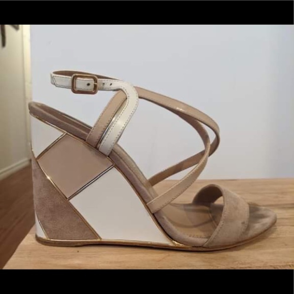 Salvatore Ferragamo, suede wedge sandal, size 6.5